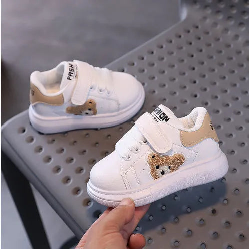 Baby Bear children's sports shoes in black with cartoon pattern, lightweight rubber sole, sizes 21-30