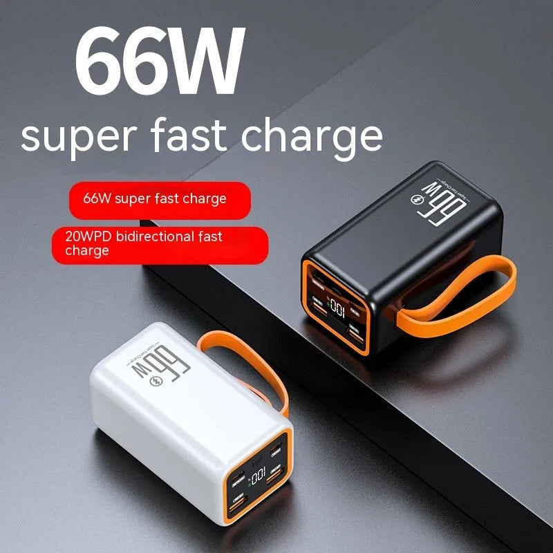 PD66W 20000 mAh fast charge power bank in black and white colours showing creative design
