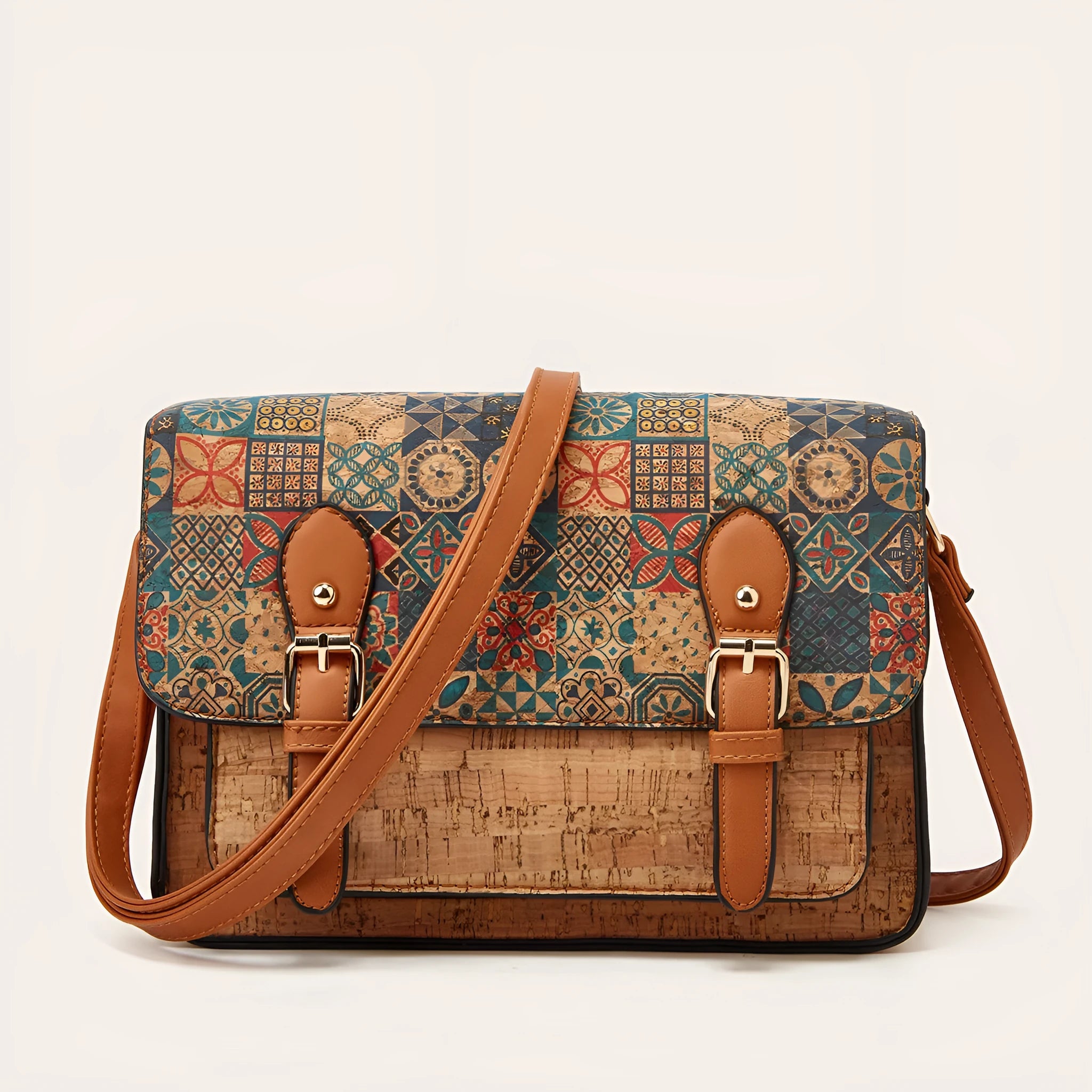 Women's printed one-shoulder crossbody bag in PU material with large capacity