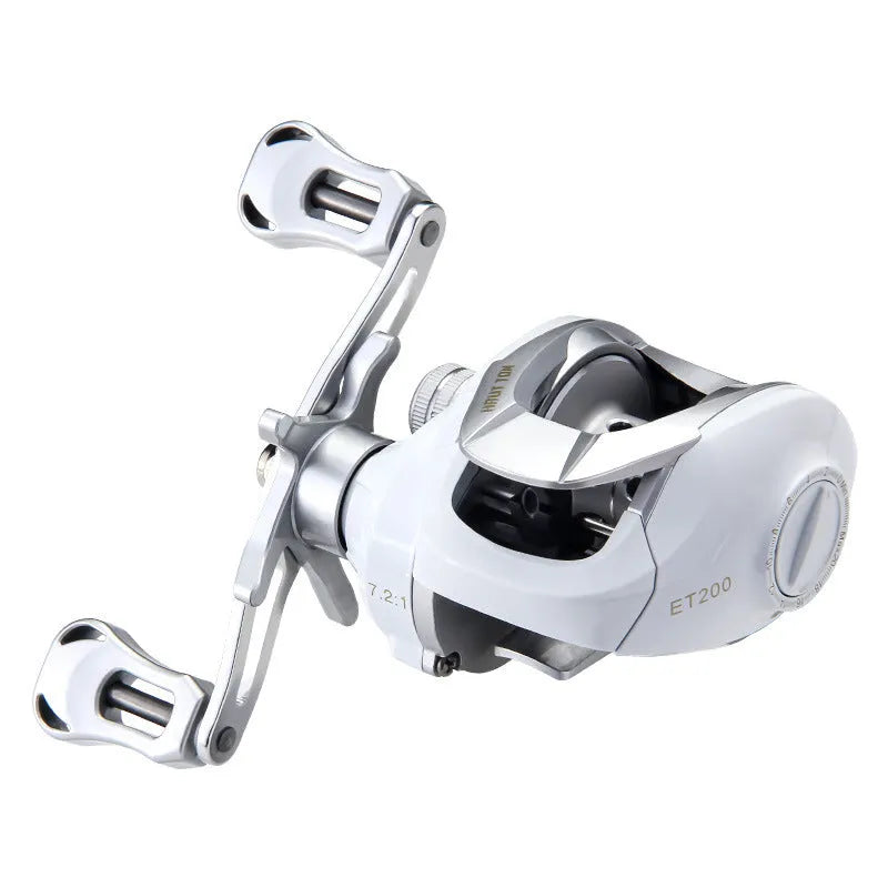 ET Drop Wheel fishing reel in micro bait casting configuration