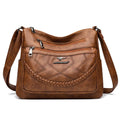 Soft PU leather crossbody shoulder bag in horizontal square shape with large capacity