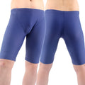 Men's quick-drying five-point swimming trunks in navy blue nylon fabric, loose fit for swimming or wading