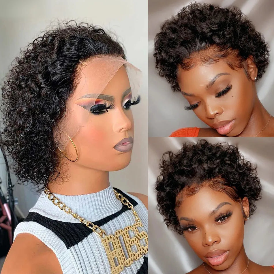 Black human hair lace front wig cap for daily wear