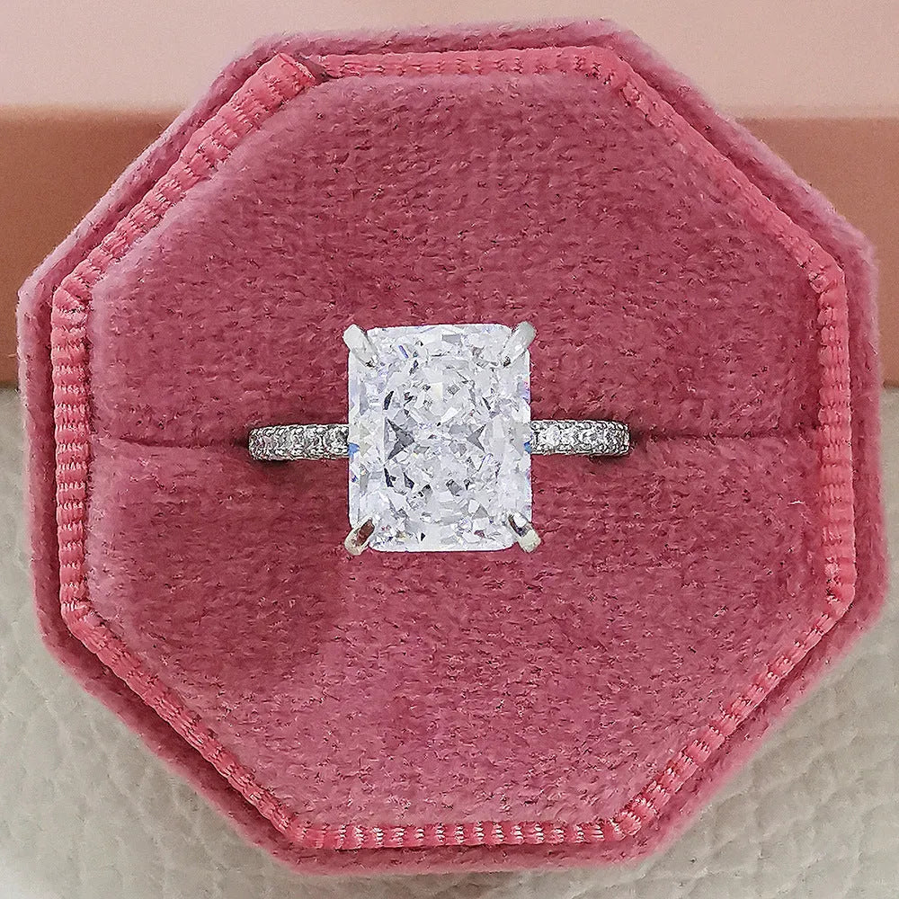 Ice flower cut copper ring for women in gold colour, electroplated finish, geometric quadrilateral shape