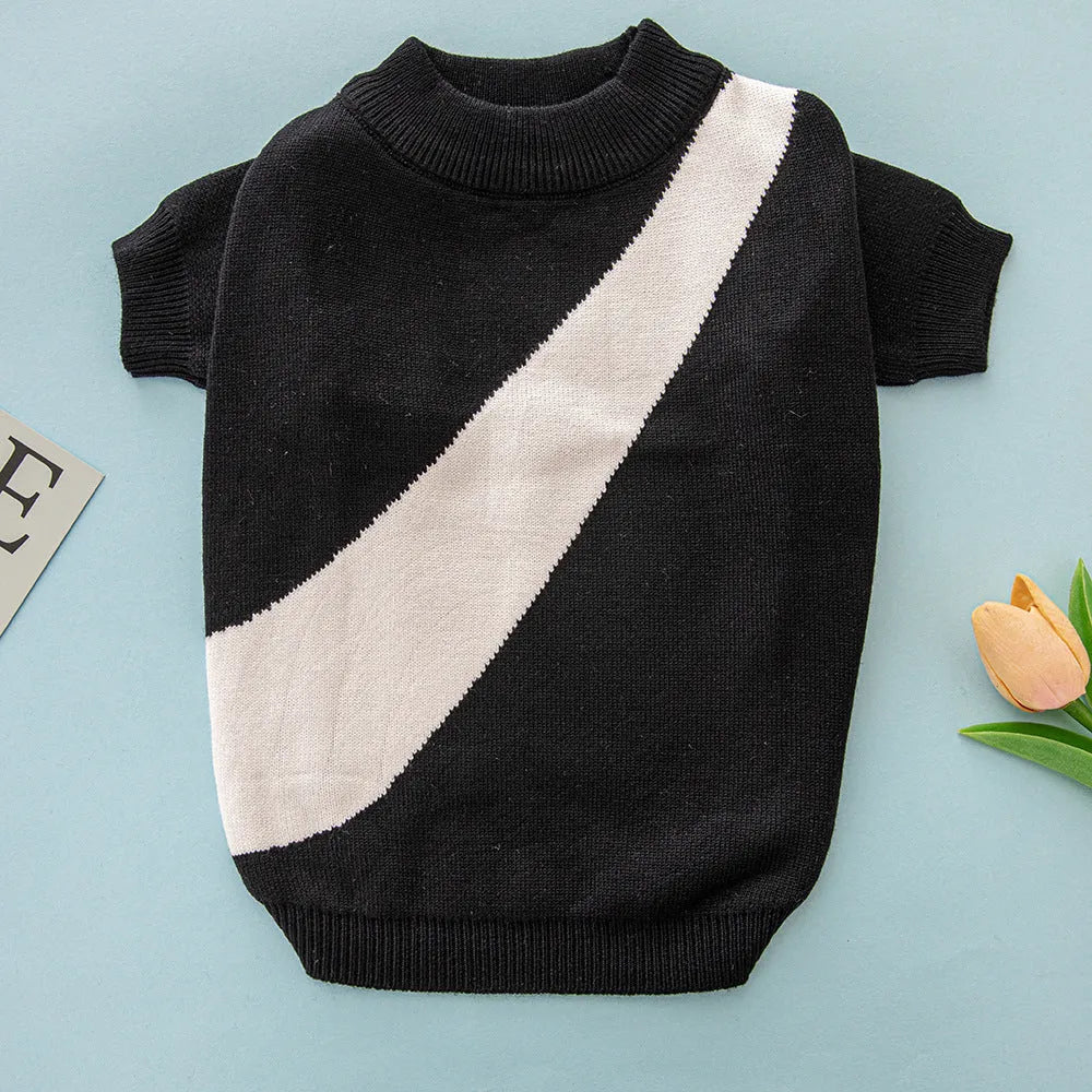 Wool dog jumper in six colours on small to large breed dogs showing casual pet clothing style