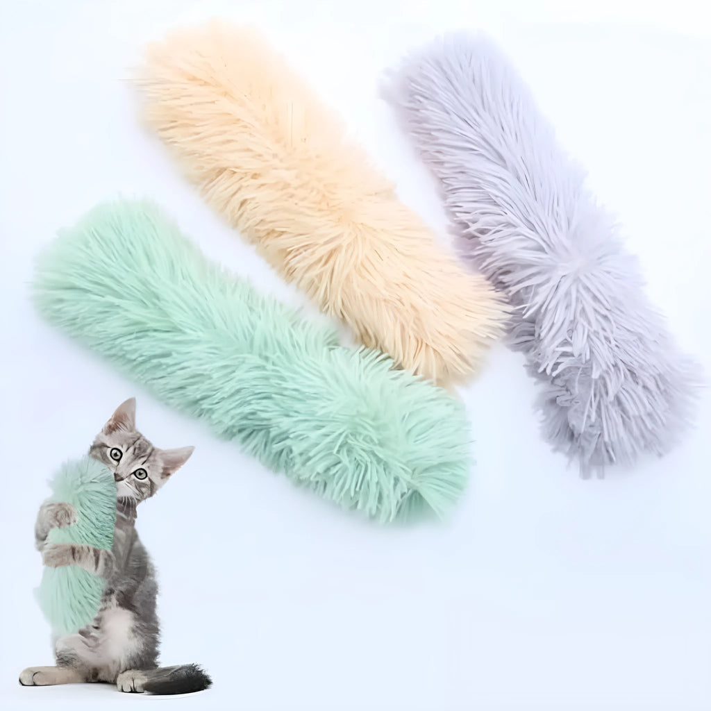 Soft plush cat toy with catnip and crinkle sound in assorted colours