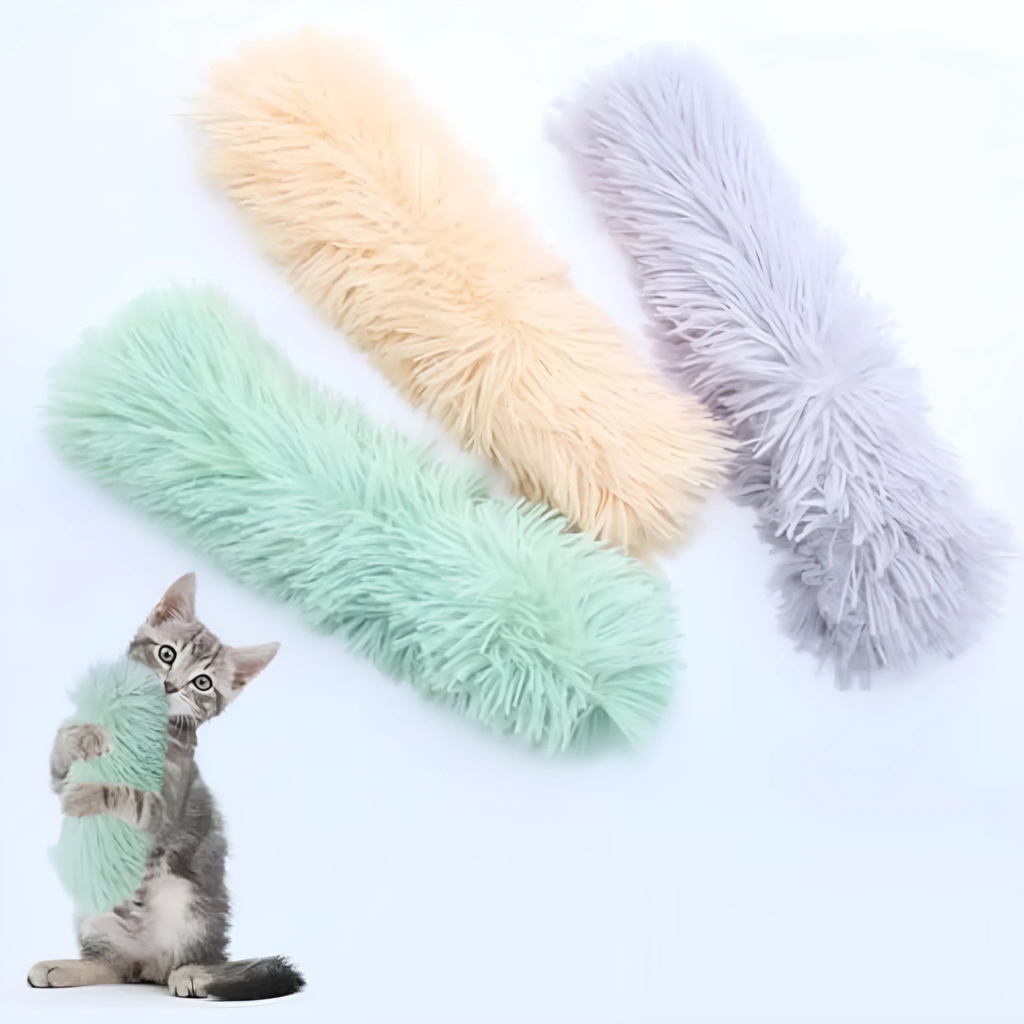 Soft plush cat toy with catnip and crinkle sound in assorted colours