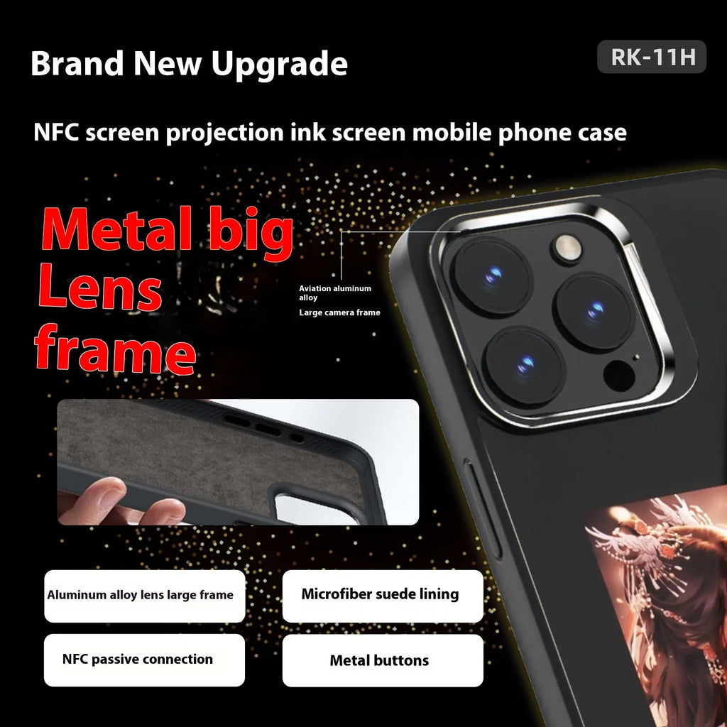 Two-in-one TPU phone case with DIY pattern film for Apple iPhone 13 to 16 series, Black colour, front view