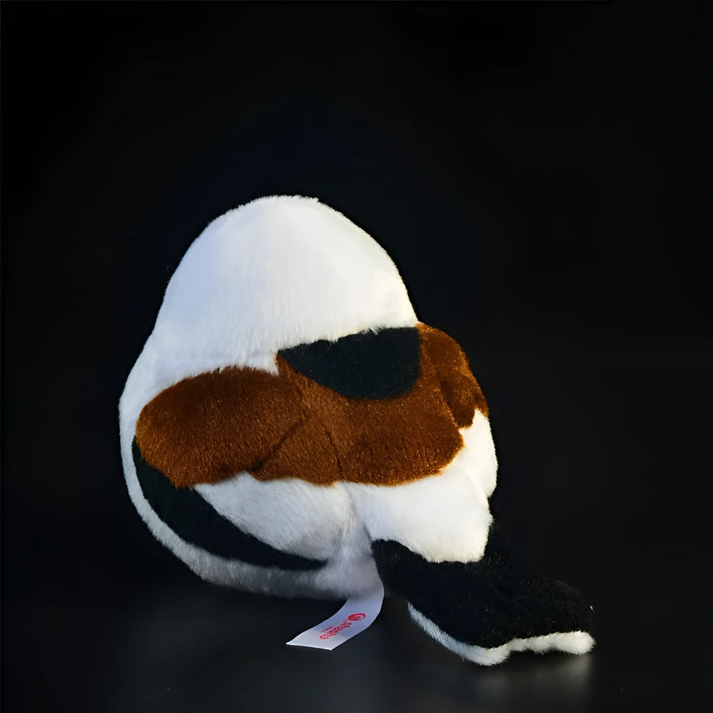 Plush bird decompression ball toy in Kingfisher design, 14cm height, on a desk