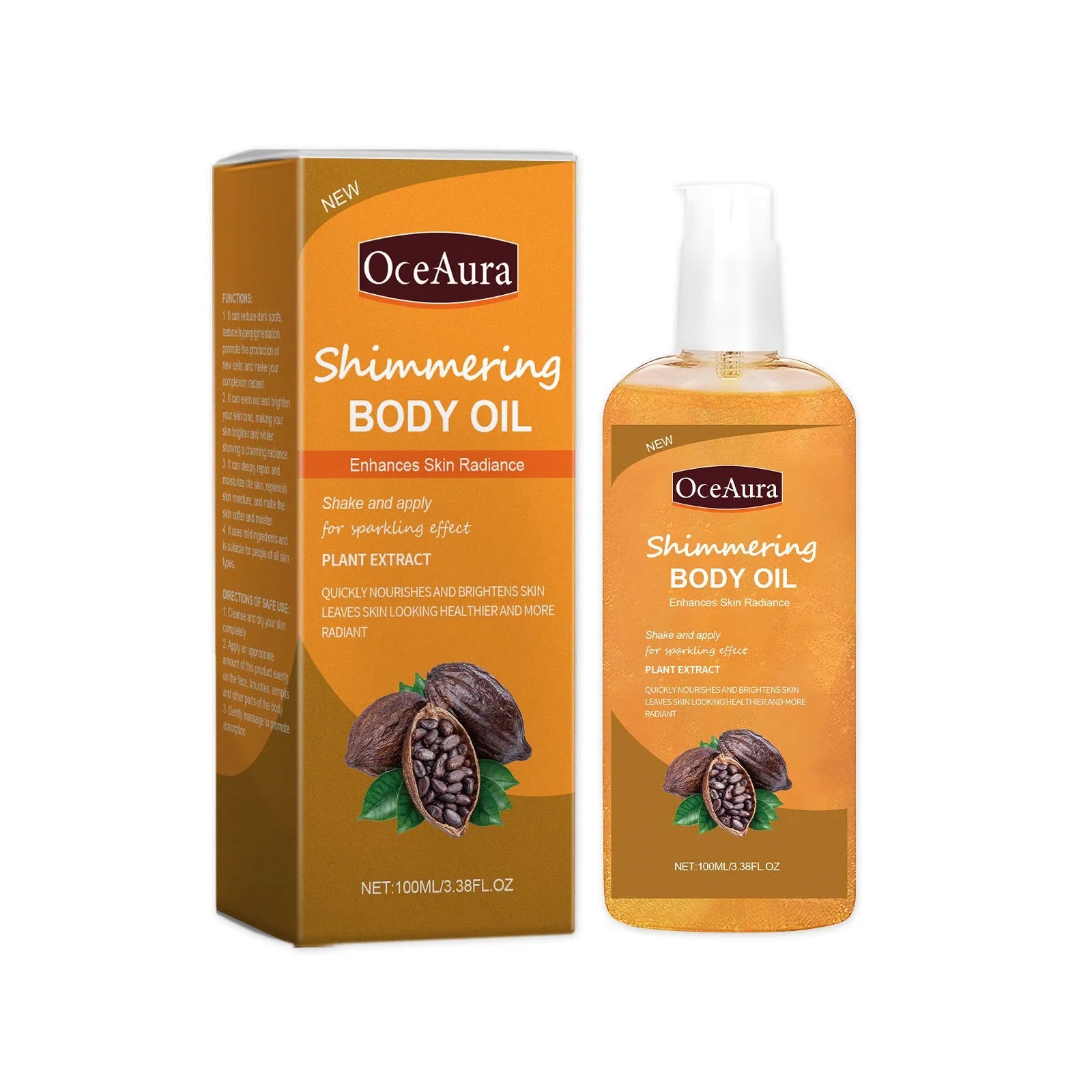 Shiny moisturizing body oil 100ml in plastic bottle with jojoba and vitamin E for daily skin care