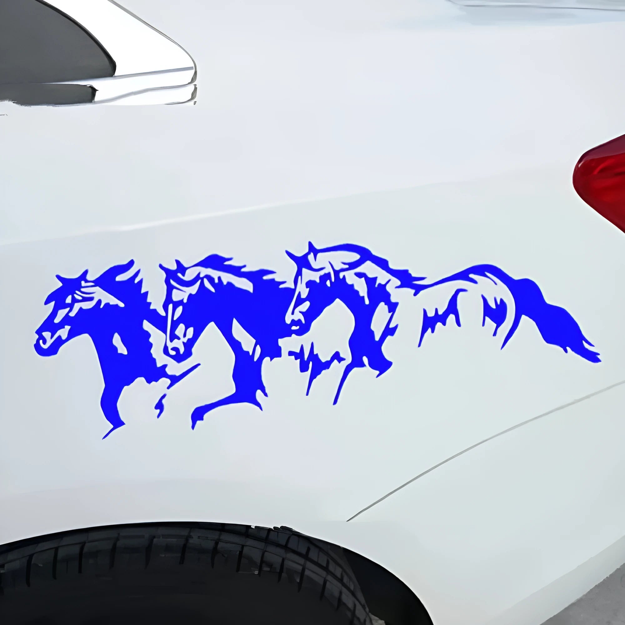 Black steed design car decal sticker measuring 25cm by 8cm on a white background.