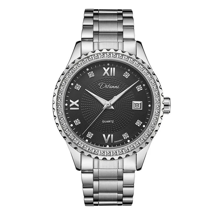 Men's gold or silver automatic mechanical watch with luminous hands, waterproof design, and black or white dial.