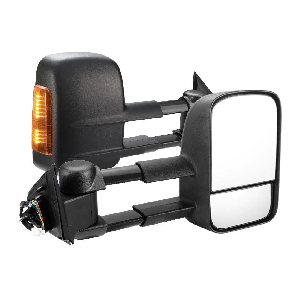 Black electric exterior rear view mirror with side light for Nissan NP300 D23 2015+ model.