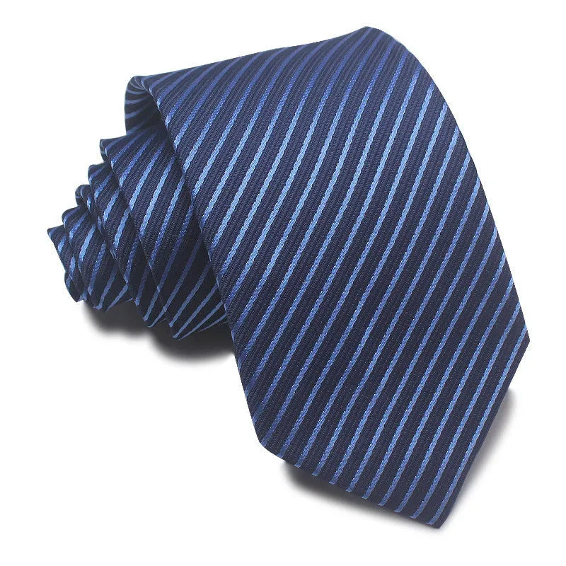 8cm wide red and black striped jacquard tie with an arrow point tip for men's formal wear