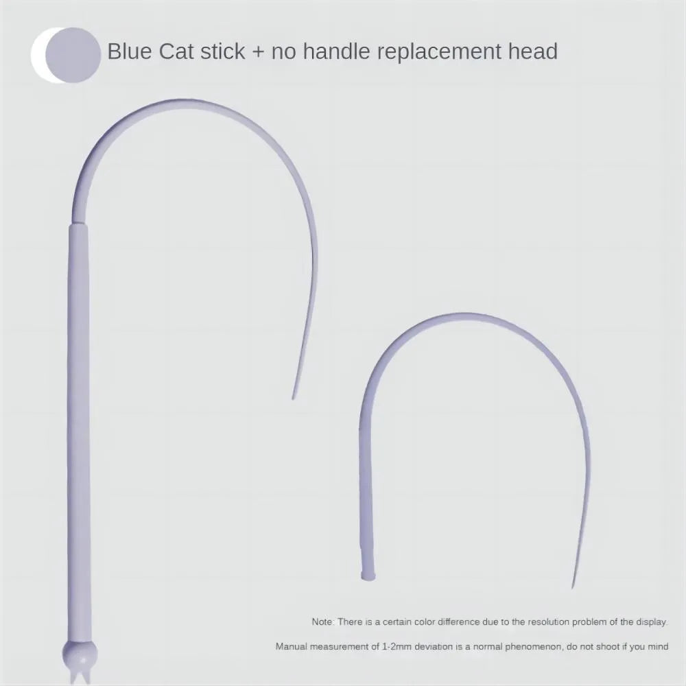 Blue cat teaser wand with silicone mouse tail measuring 80cm length