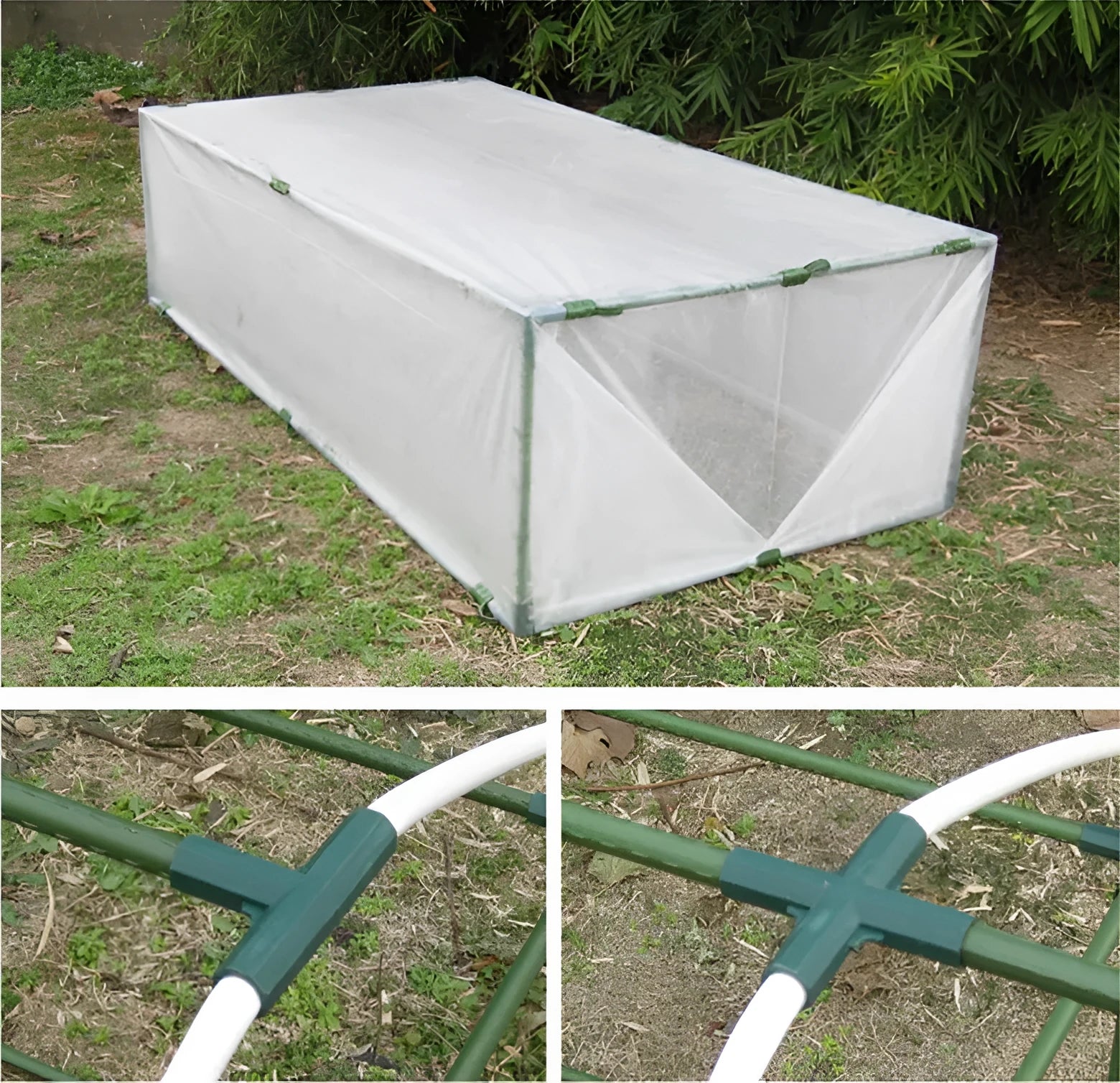 PP plastic 3-way and 4-way connector joints for 11mm garden plant support stakes.