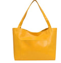 Large capacity oil wax PU tote bag for women in retro style, 40x13x32cm, brown colour