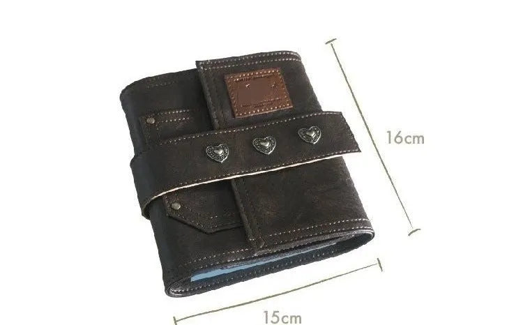 Brown retro leather buckle A7 notebook with loose-leaf binding and two page configuration options