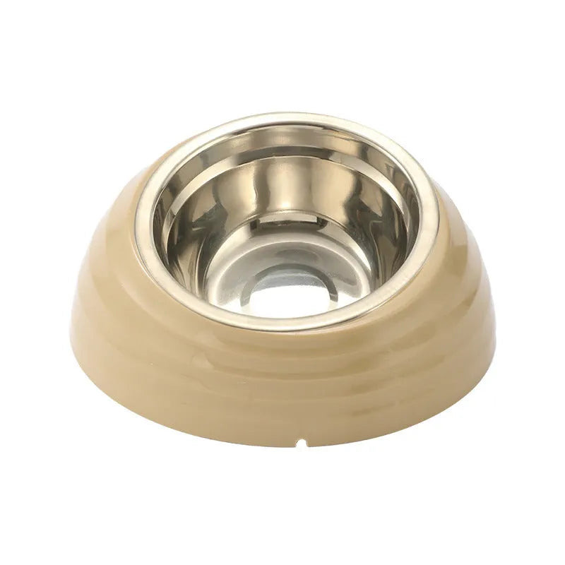 Stainless steel finish cat bowl in beige, brown, or light green colour for pet feeding