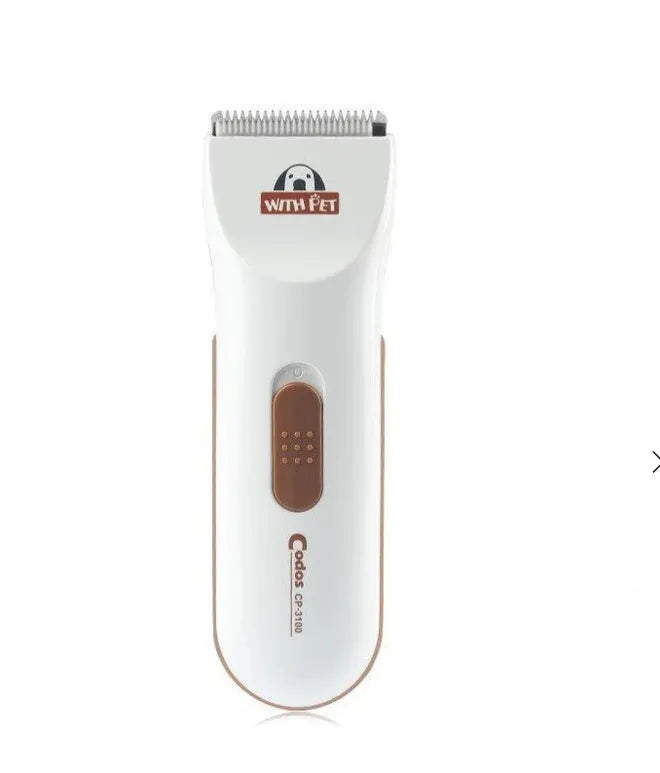 White pet hair clipper with ceramic blade for grooming cats and dogs