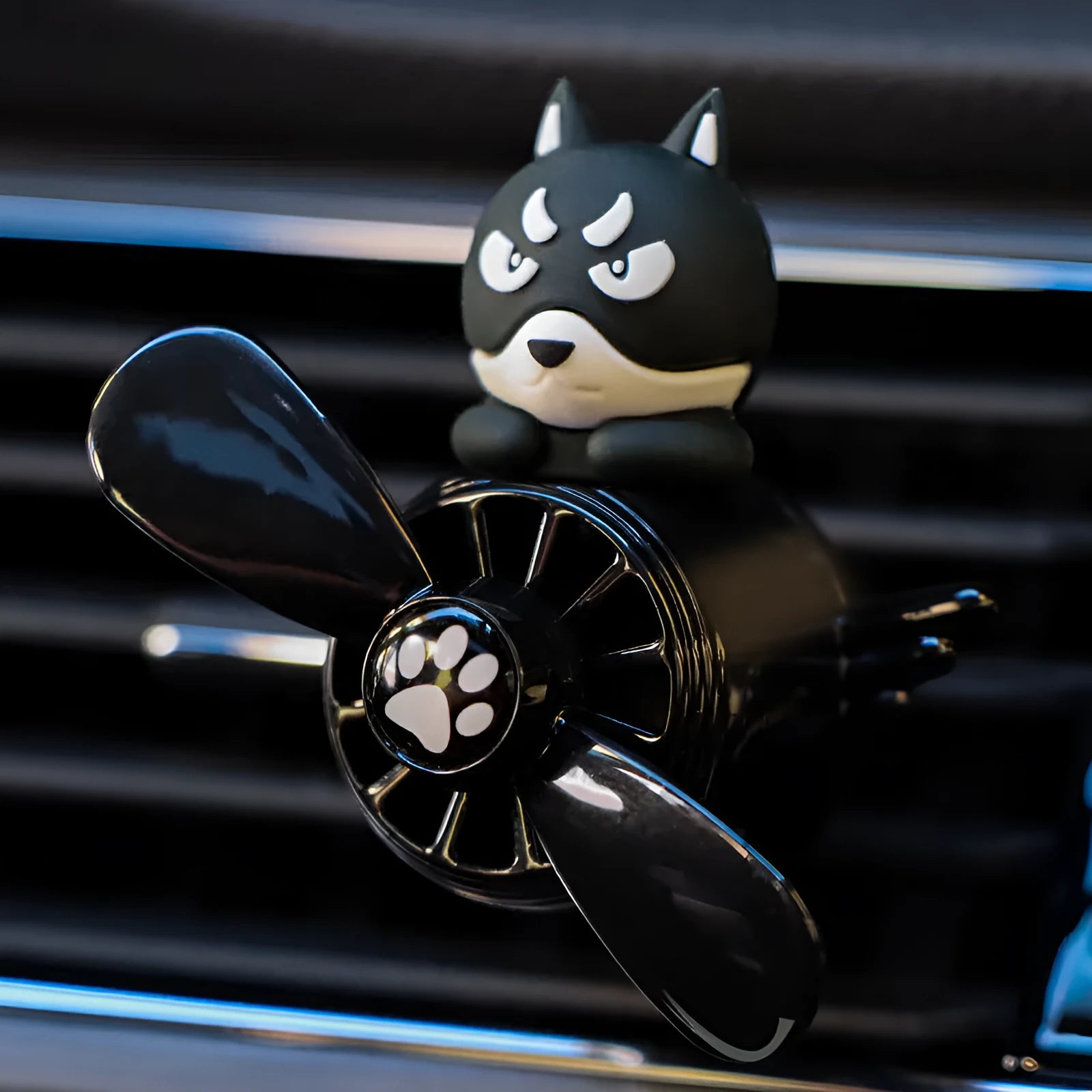 Black husky shaped car air conditioner vent ornament made of ABS plastic