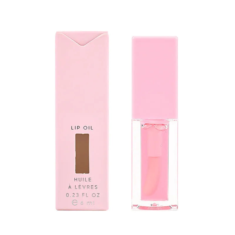 Women's transparent lip gloss set showing six 6ml tubes in bird of paradise, cherry, coral, mango, strawberry and watermelon shades
