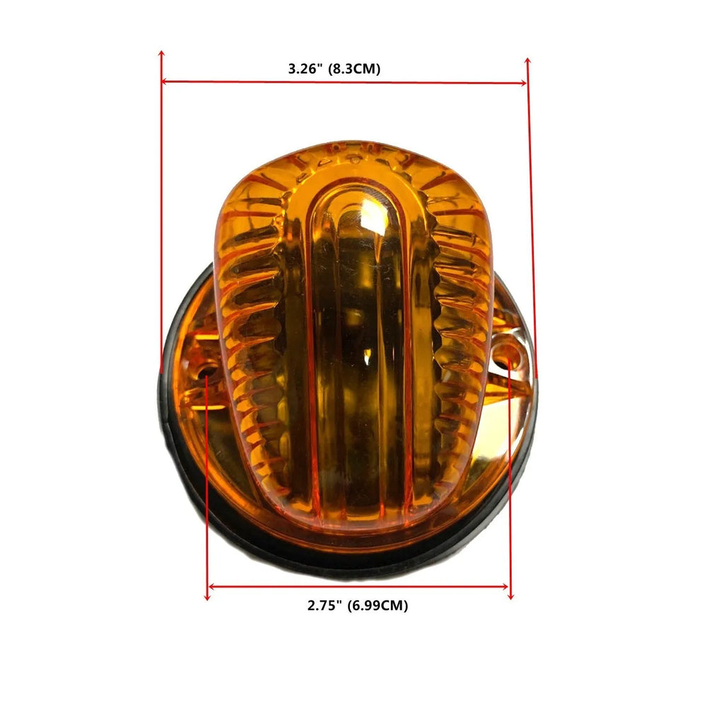 Five cab roof marker light assemblies with yellow lenses, bases, T10 LED bulbs, screws, and wire sockets for commercial vehicle installation