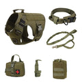 Tactical dog training vest set in polyester with camouflage colours and training accessories