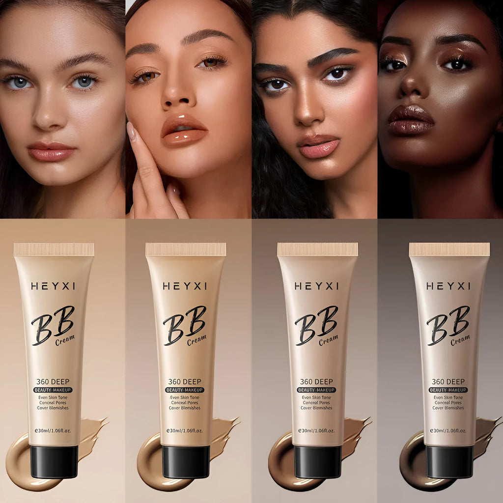 Tube of waterproof, sweat-proof BB cream in one of four colours (01, 02, 03, 04) for universal skin types.