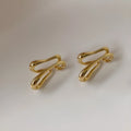Double-layer geometric line copper ear clip earrings in gold and silver finish for women
