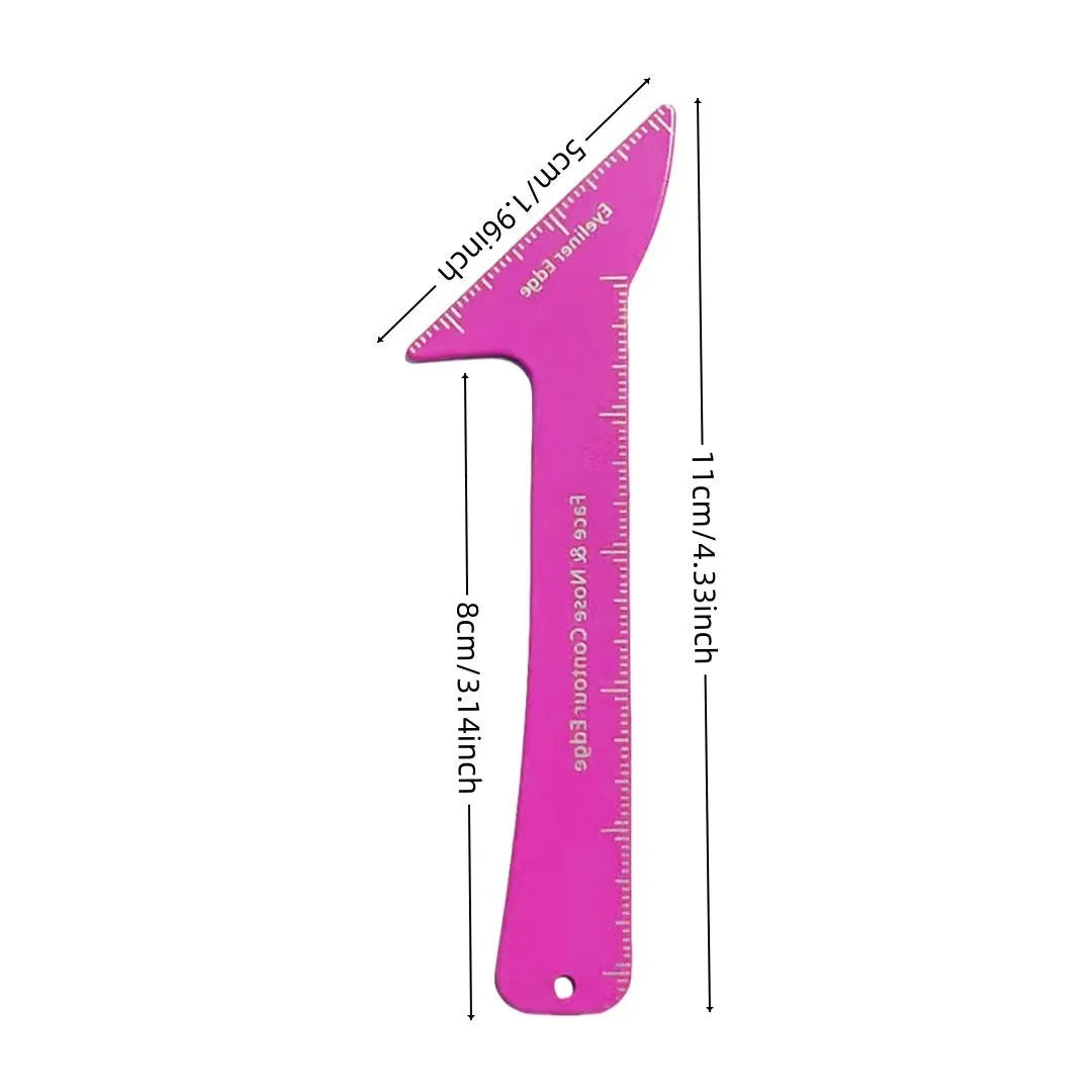 3-in-1 reusable makeup stencil tool for eyeliner on hooded eyes, eyebrows, and face contour in LaserFX or Pink.