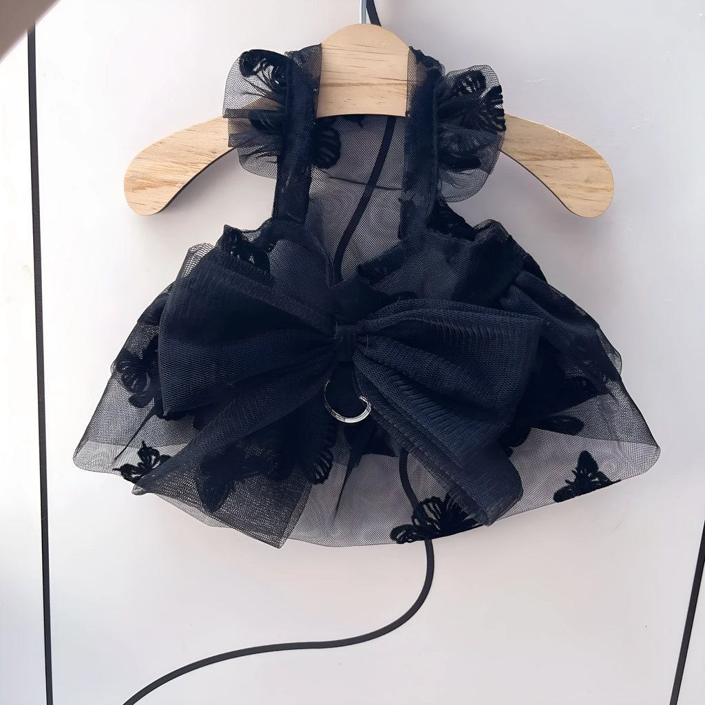 Black gauze princess tulle skirt pet clothing for small dogs and cats on size chart