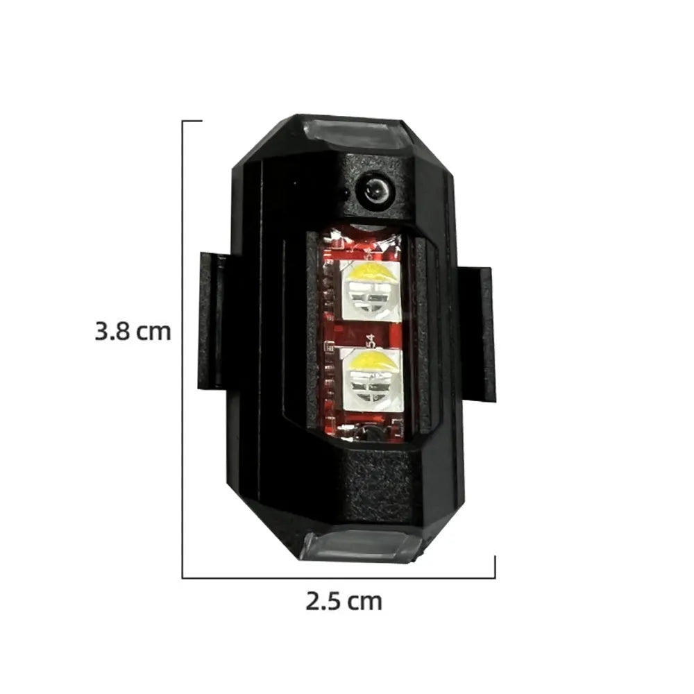 Drone signal light with RGB LED showing multiple colours, includes charging cable and mounting accessories