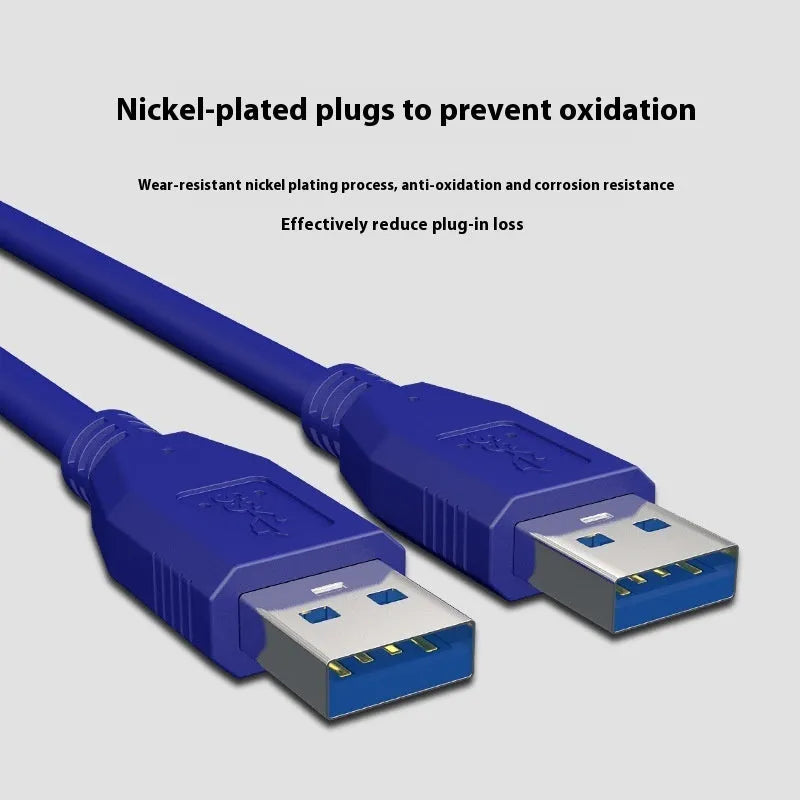 USB 3.0 data cable with nickel-plated connectors for mobile hard disk box connectivity