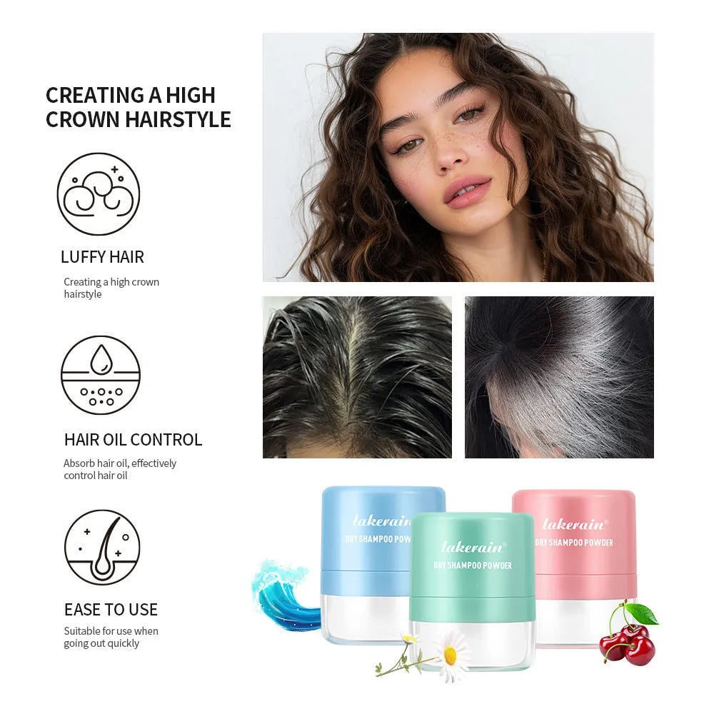 Disposable hair dry cleaning booster powder 5g with sponge, headband, and mirror in blue, green, red colours.