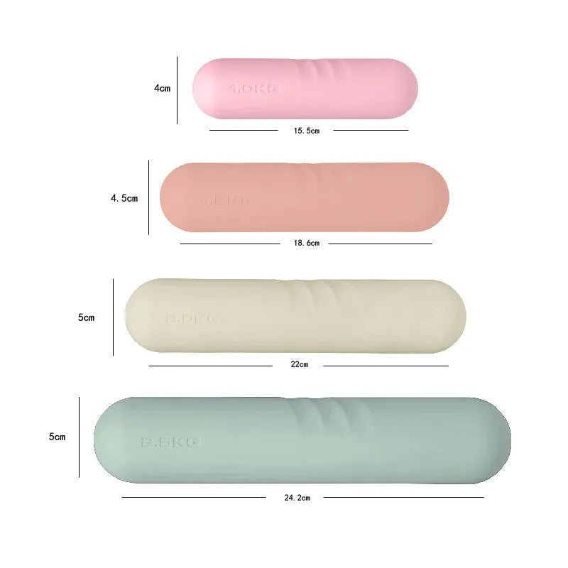 Silicone edging non-slip hand-drawn yoga dumbbell stick in various colours and weights.