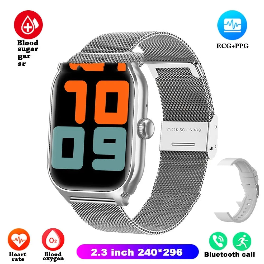 Full Touch Bluetooth Call Smart Bracelet in Black Net colour showing IPS screen with health data display