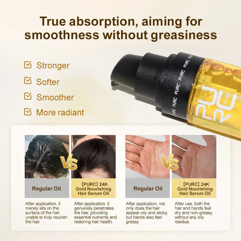 Yellow 50ml hair essential oil bottle for curly hair repair and scalp oil control