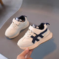 Children's white synthetic leather sneakers with Velcro strap and rubber sole