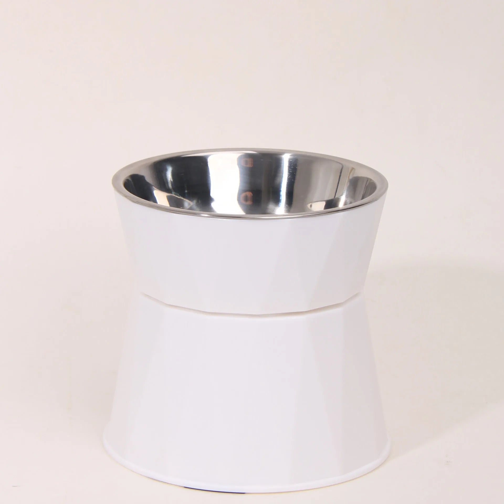 High foot pet stainless steel bowl for cats in blue, pink, and white colour options