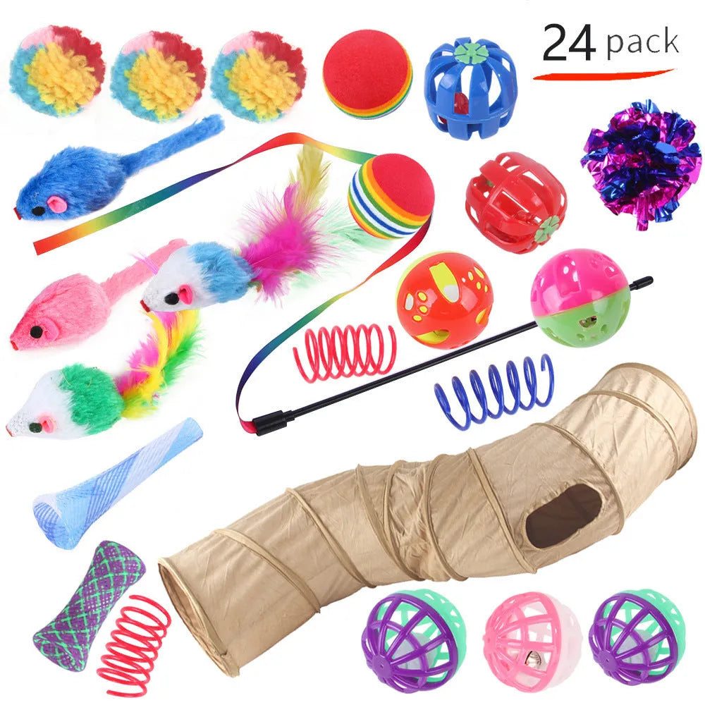 Plastic cat toy suit with tunnel channels in a selected colour from the B99801-B99855 range