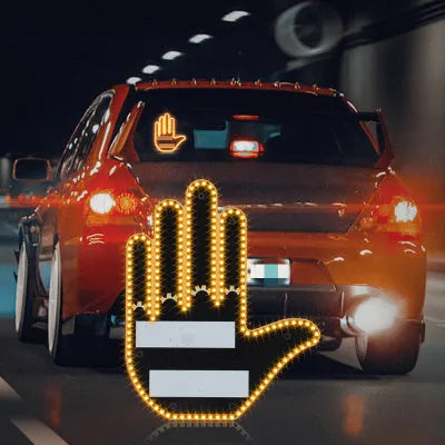 Black plastic car gesture light with LED illuminated hand gestures and remote control
