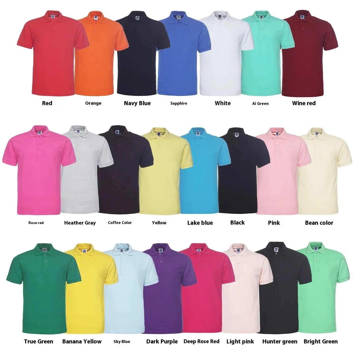 Men's plus size solid colour lapel collar short sleeve polo shirt on a hanger.