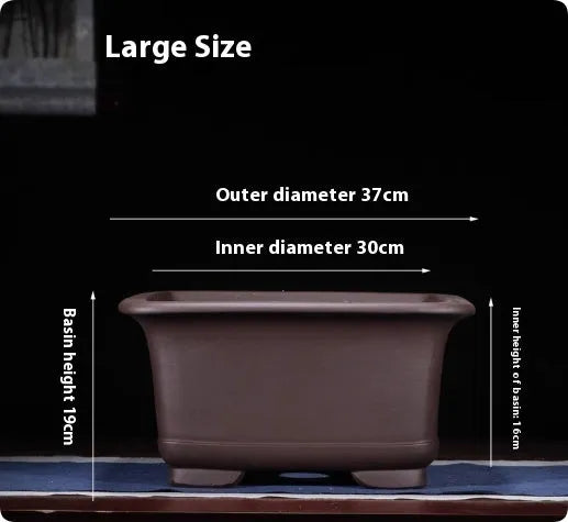 Large purple clay Chinese style flower pot for indoor plants