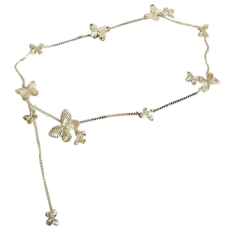 Butterfly waist chain belt with 40cm width in gold alloy finish