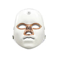 Rechargeable LED light therapy beauty mask with touch controls on a white background