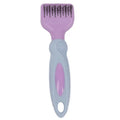 Pink stainless steel pet grooming comb with knot knife edge and four rows of massage pins