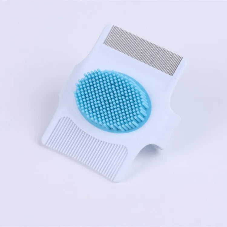 Blue multifunctional pet comb with floating hair removal, massage and flea removal functions