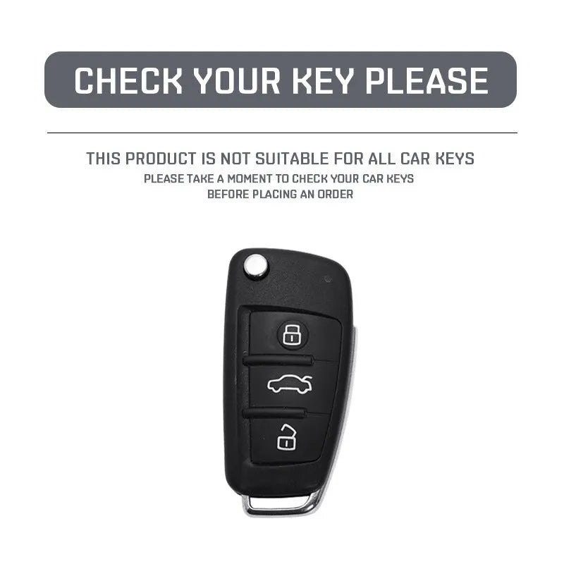 Carbon fibre style car key cover with mirror element in carbon and white colour options