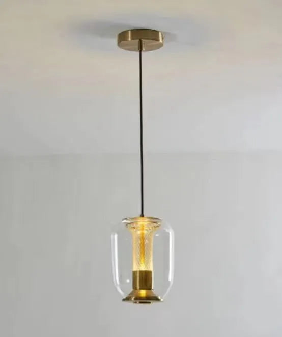 Minimalist Nordic style chandelier with glass globe shade in clear, cognac or smoky grey colour